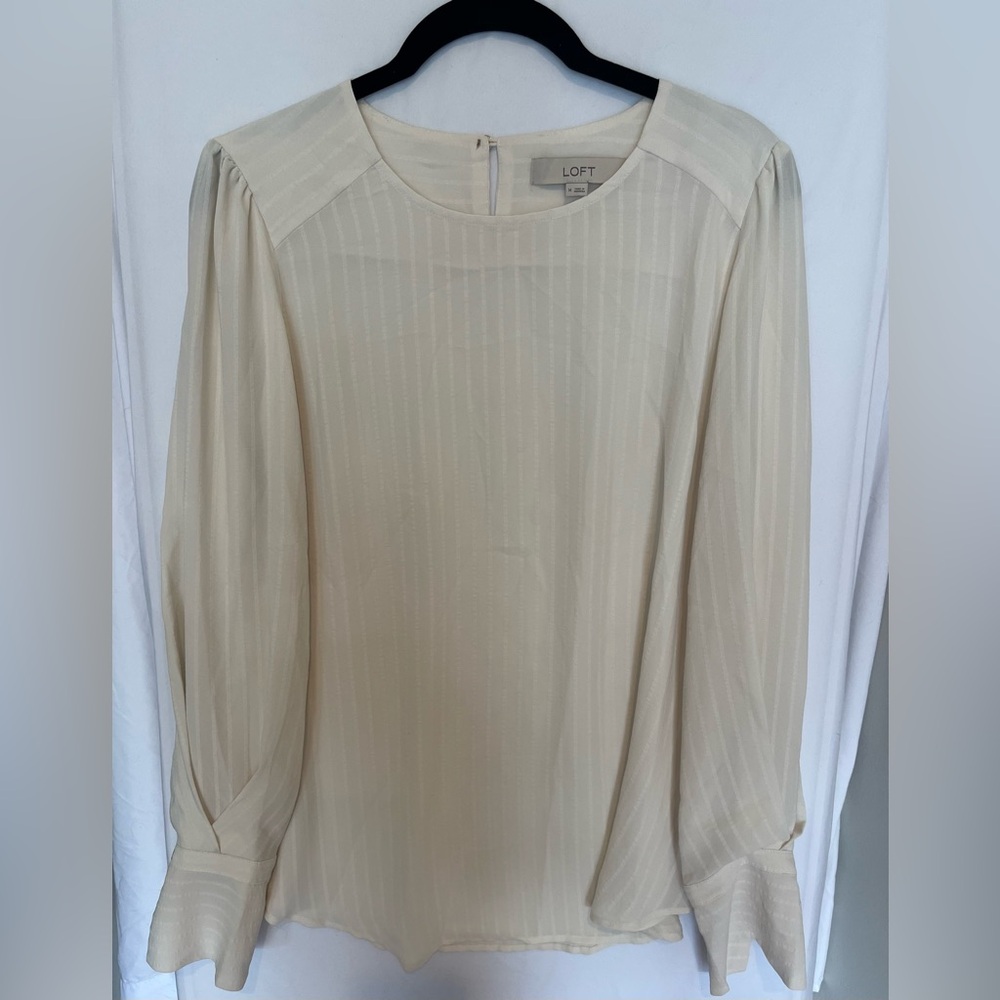 LOFT Cream Long Sleeve Blouse